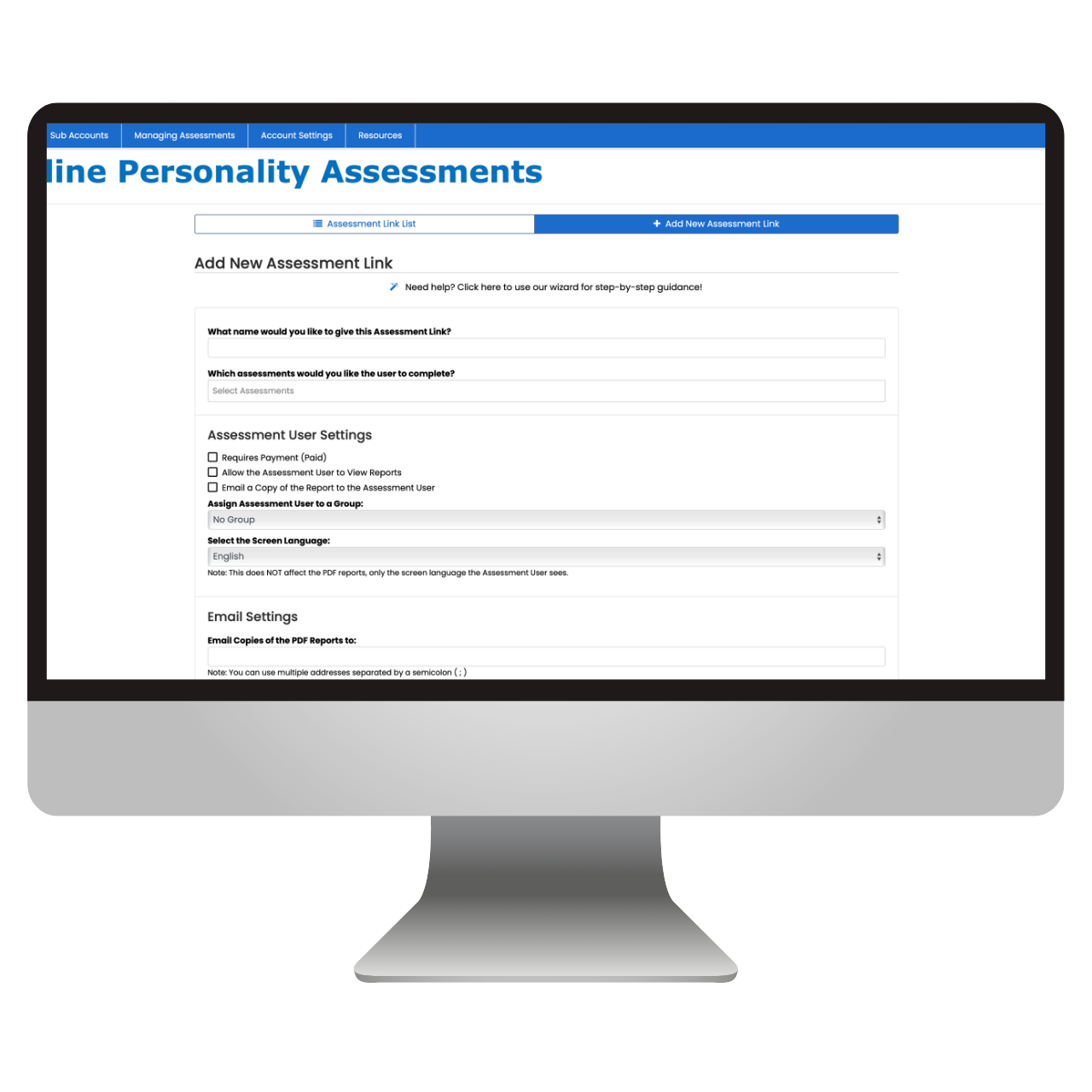 Picture shows a computer on a page featuring a DISC admin account.