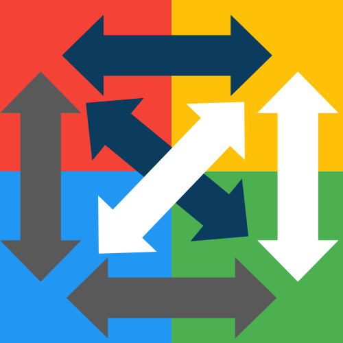 Image shows the four primary DISC colors (red, yellow, green, blue) with different color arrows going between each color quadrant.